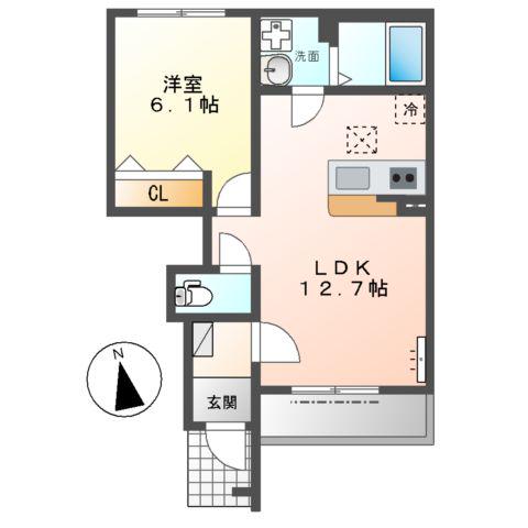 メゾンド池尻(1LDK/1階)の間取り写真
