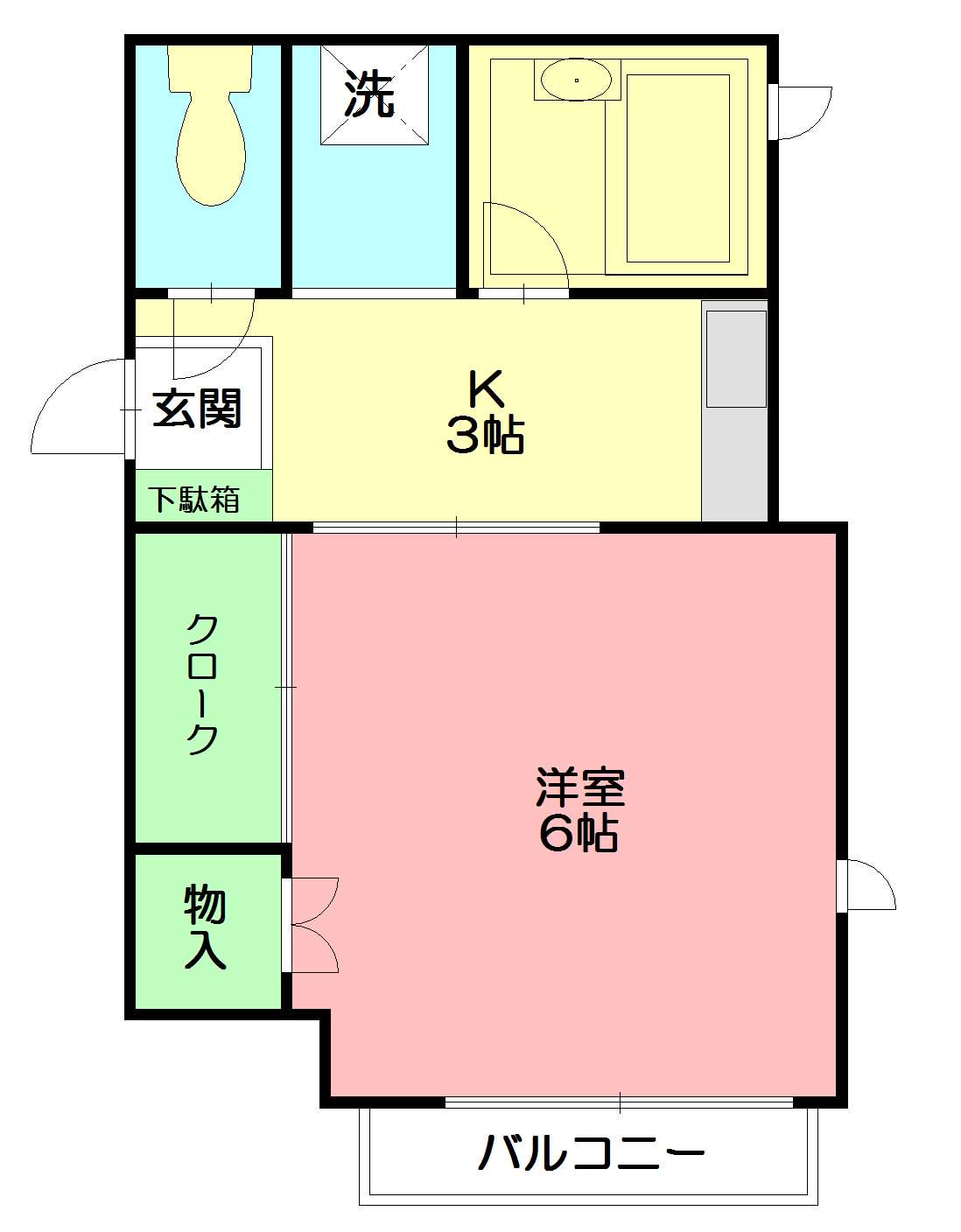 カセータ湘南(1K/1階)の間取り写真