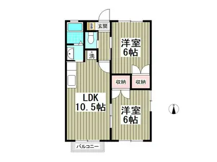 シーサイドハイムカトウⅡ(2LDK/2階)の間取り写真