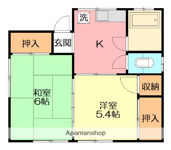 岡部アパート(2K/2階)の間取り写真