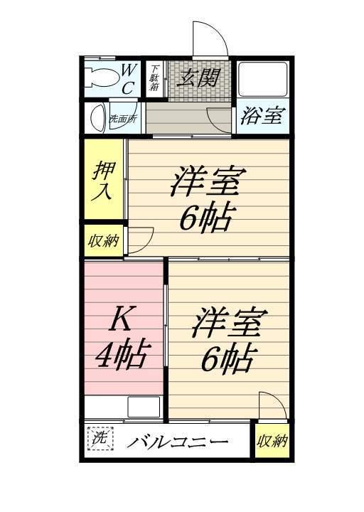 コーポ扇荘(2K/2階)の間取り写真