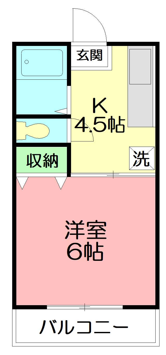 ピュアタウン東海大学前(1K/2階)の間取り写真