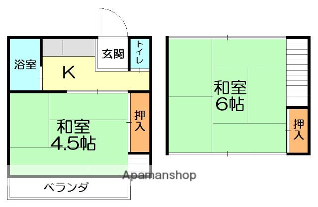 長山アパート(2K/1階)の間取り写真