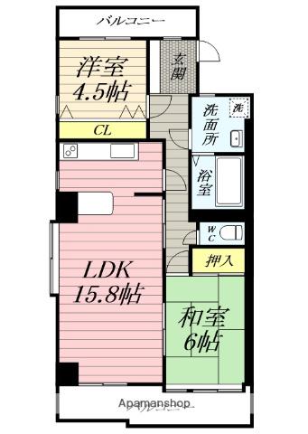 レジデンス濱野2(3LDK/2階)の間取り写真
