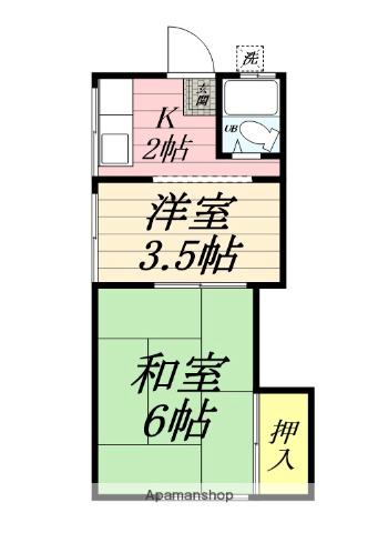 梅山アパート(2K/2階)の間取り写真