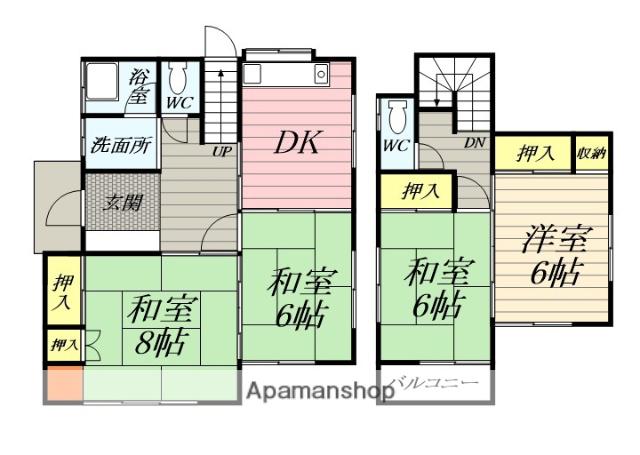 東海道本線 鴨宮駅 徒歩11分 2階建 築39年(4DK)の間取り写真