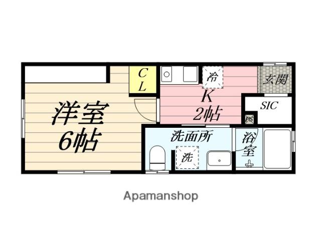 BASE扇町(1K/2階)の間取り写真