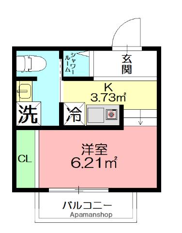 SURF DECK(ワンルーム/2階)の間取り写真