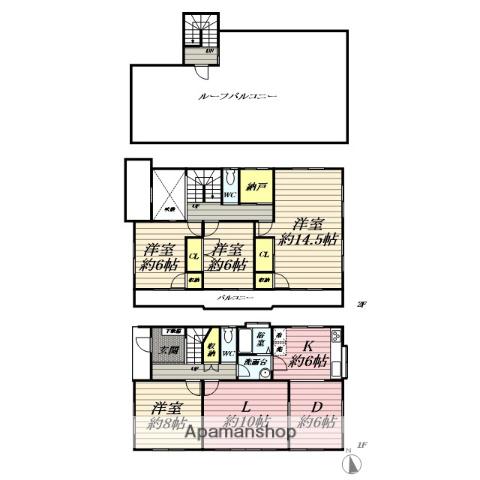 江ノ島電鉄 柳小路駅 徒歩15分 3階建 築47年(4LDK)の間取り写真