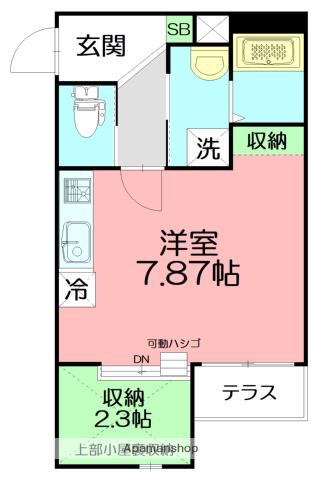 ヴィラ中海岸(ワンルーム/1階)の間取り写真