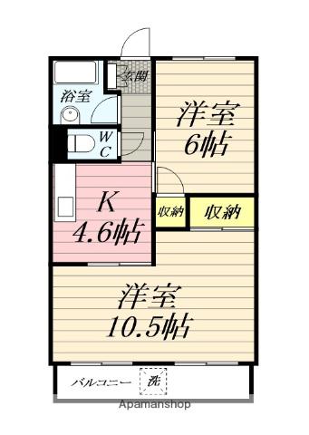 大雄山マンション(2K/2階)の間取り写真
