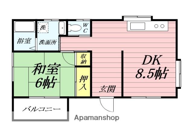 小田急電鉄江ノ島線 南林間駅 徒歩16分 1階建 築24年(1DK)の間取り写真