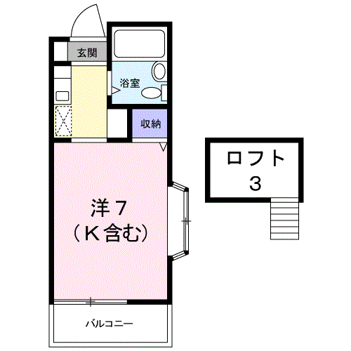 池田ハイツB(ワンルーム/2階)の間取り写真