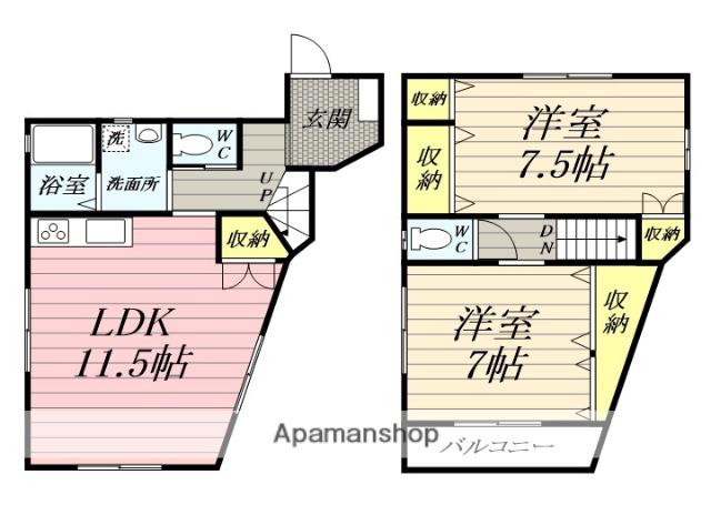 東海道本線 辻堂駅 徒歩17分 2階建 築19年(2LDK)の間取り写真