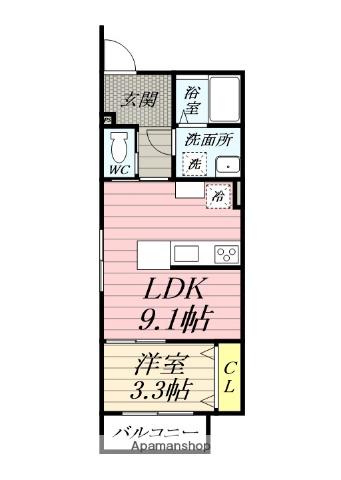 ブランメゾンB(1LDK/2階)の間取り写真