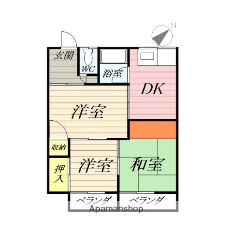 八雲アパート(3DK/2階)の間取り写真