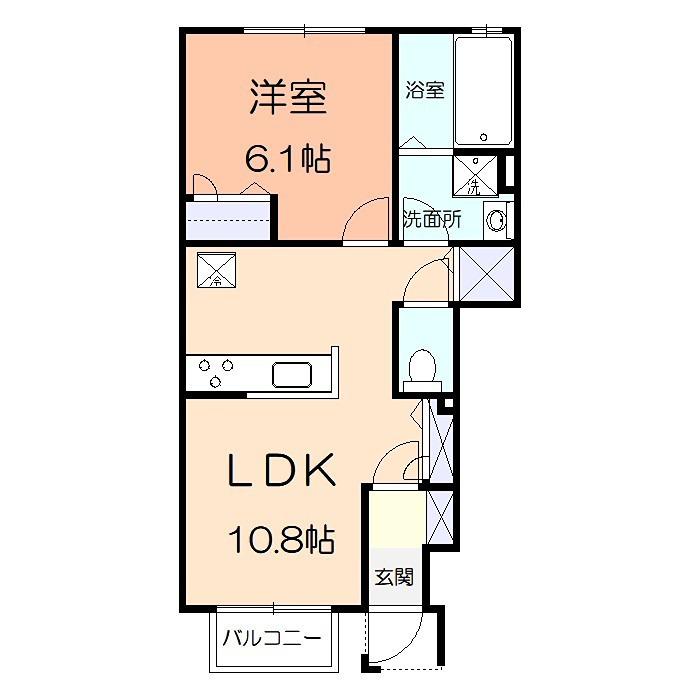 シェモア(1LDK/1階)の間取り写真