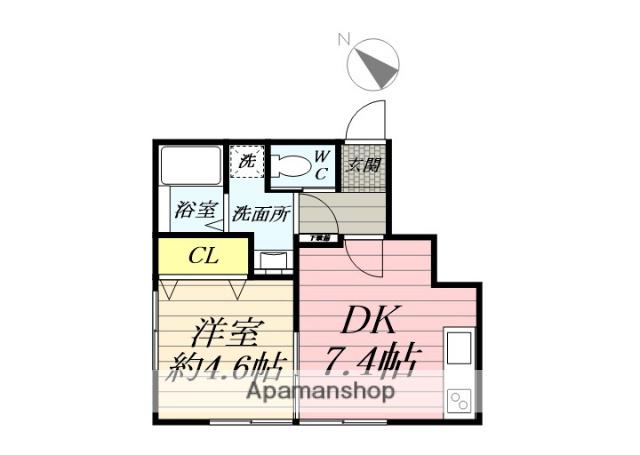 HB浜町Ⅱ(1DK/2階)の間取り写真