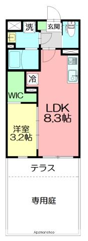 CASA BRISA 湘南台(1LDK/1階)の間取り写真