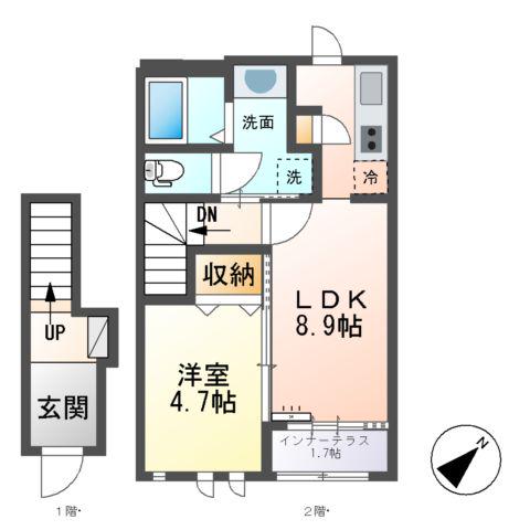 箱根町仙石原アパートⅢ期工事(1LDK/2階)の間取り写真