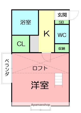 カールヘルム(1K/2階)の間取り写真