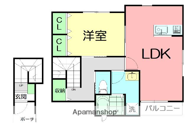 ハイツ湘南TWO(1LDK/2階)の間取り写真
