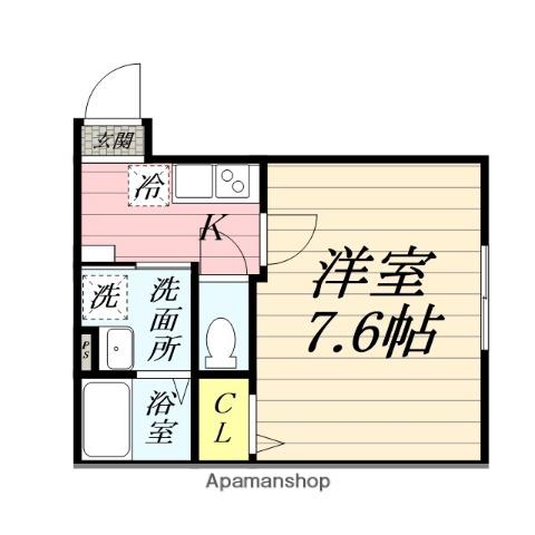 ハイズ湘南茅ヶ崎(1K/2階)の間取り写真