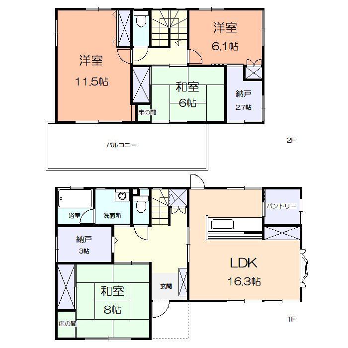 伊豆箱根大雄山線 塚原駅(神奈川) 徒歩6分 2階建 築42年(4SLDK)の間取り写真