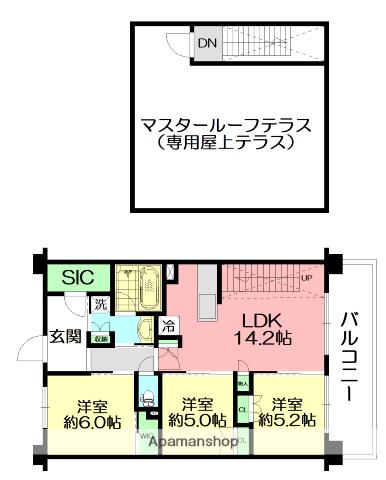 レ・ジェイド辻堂東海岸SEA-SIDE VILLA(3LDK/3階)の間取り写真