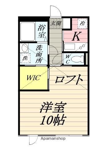 ティファナ茅ヶ崎(1K/2階)の間取り写真
