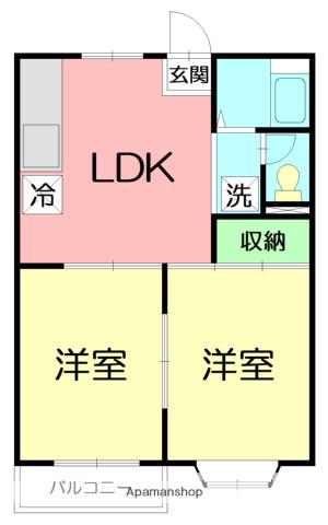 メゾンアイⅠA・B(2LDK/2階)の間取り写真