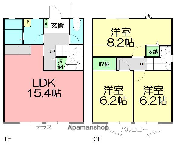 東海道本線 二宮駅 バス乗車時間：9分 団地中央バス停で下車 徒歩11分 2階建 築35年(3LDK)の間取り写真