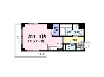 喜久屋ビル(ワンルーム/9階)の間取り写真