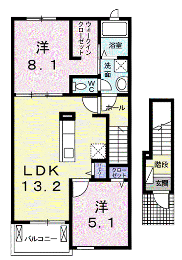 グラント(2LDK/2階)の間取り写真