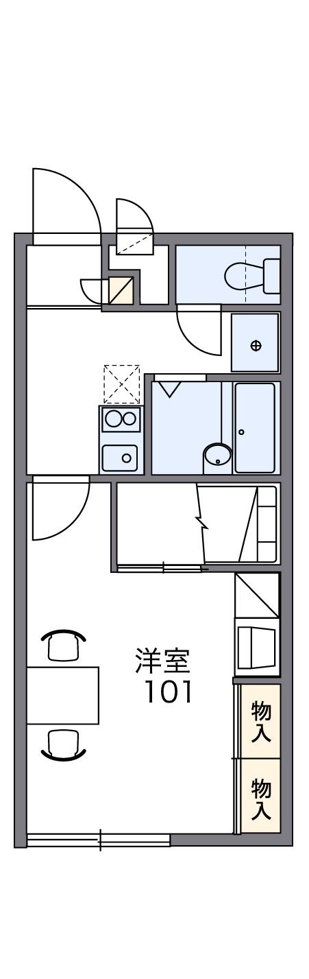 レオパレスサンデン5(1K/1階)の間取り写真