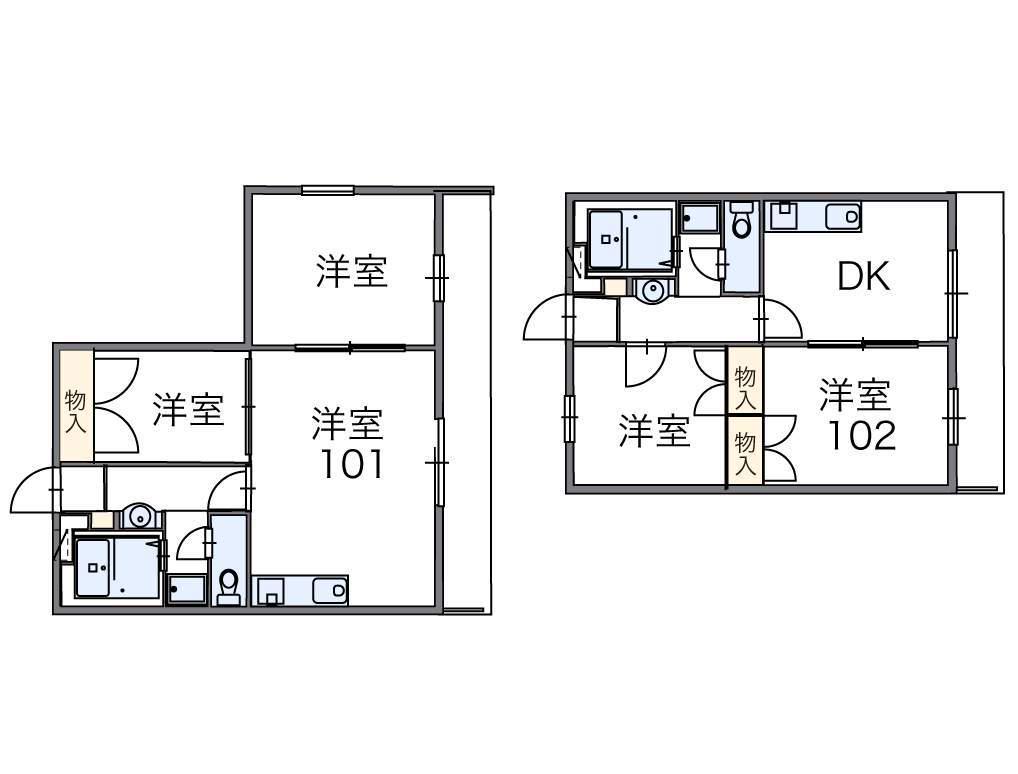 レオパレスカサ・デ・フローレス(2DK/2階)の間取り写真