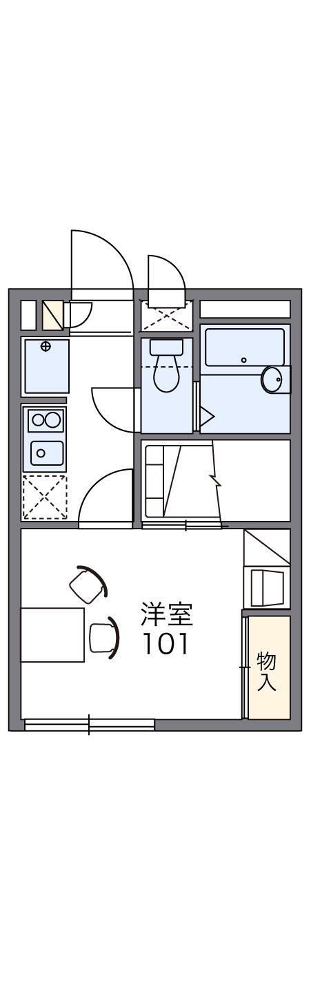 レオパレスプラージュ(1K/1階)の間取り写真