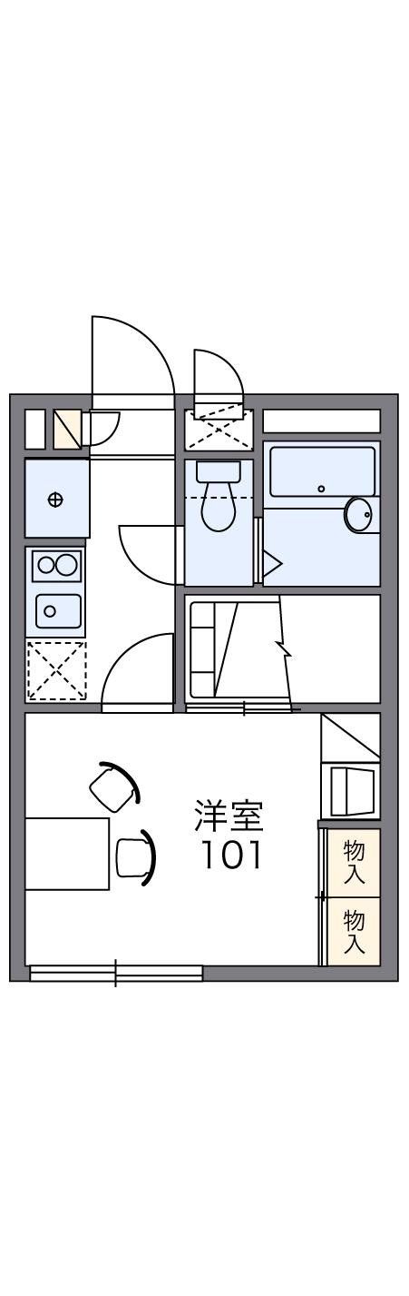 レオパレスメルベーユ(1K/1階)の間取り写真