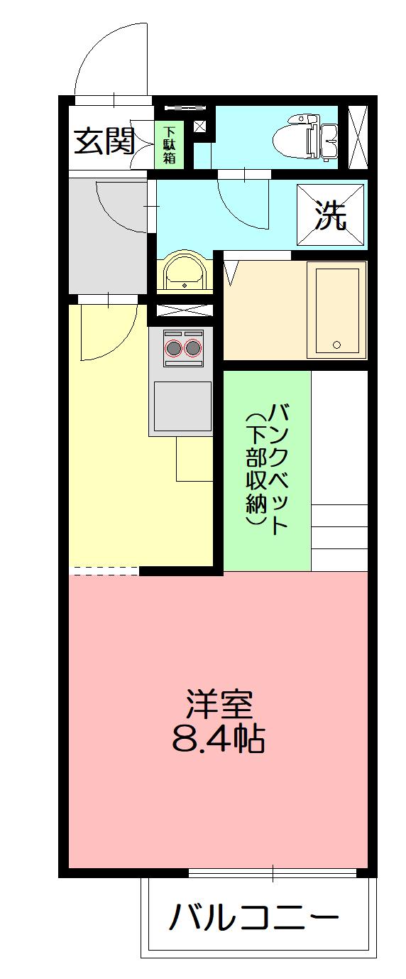 レオネクスト輝(ワンルーム/2階)の間取り写真