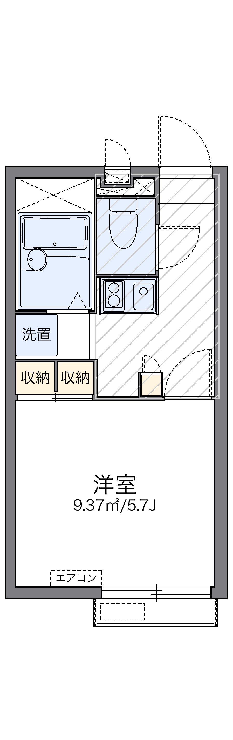 レオパレス時Ⅱ(1K/2階)の間取り写真