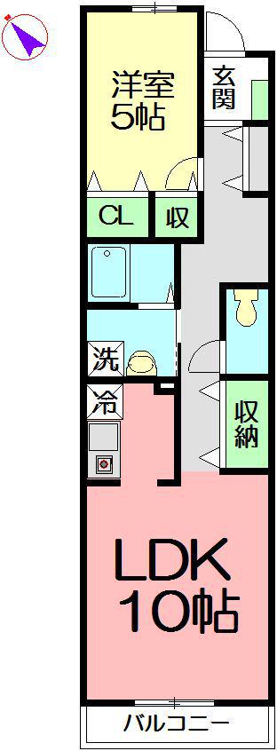ソレイユ湘南鵠沼海岸(1LDK/2階)の間取り写真