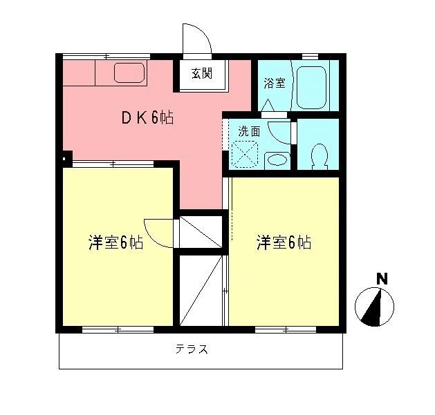 デガジェS(2DK/1階)の間取り写真