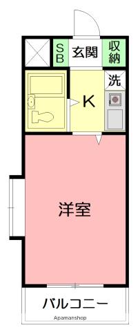 シルフィード平塚Ⅱ(1K/2階)の間取り写真