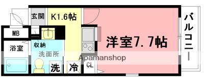 フィオーレ茅ヶ崎(1K/4階)の間取り写真