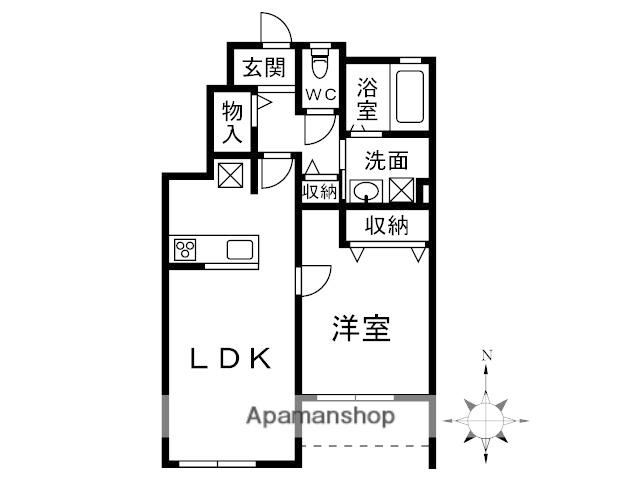 HILL SIDEマルシ 2(1LDK/1階)の間取り写真
