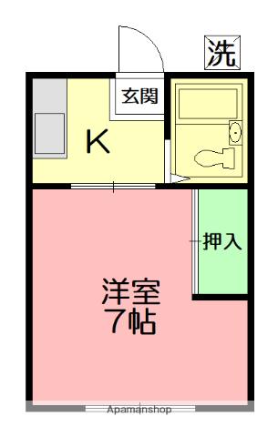 プレステージ伊勢原(1K/2階)の間取り写真