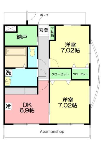 ペイサージュ(2SDK/1階)の間取り写真