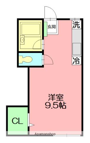 ホワイトバーチ鶴巻南(ワンルーム/1階)の間取り写真