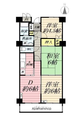 アーバンハイツ扇町(3DK/3階)の間取り写真