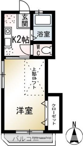 ハイツ茅ヶ崎(1K/2階)の間取り写真